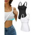 thumbnail image 1 of Sociala Women's Cotton Tank Tops with Built-in Shelf Bra Adjustable Wide Strap Camisoles Basic Cami Shirts, 2-Pack, 1 of 7