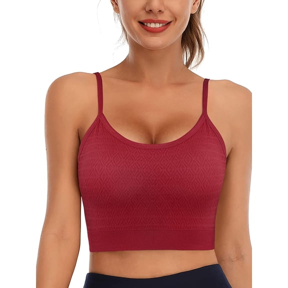 Sociala Women's Cropped V Neck Sport Camis With Removable cups Stretch Strappy Tank Tops