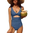 thumbnail image 1 of Sociala Women's Deep V Neck Monkini Swimwear Tummy Control One Piece Swimsuit, 1 of 5