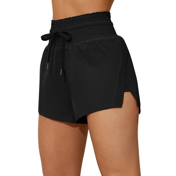 Sociala Women's Double Layer Swim Bottoms High Waisted Drawstring Bermuda Shorts Swimwear
