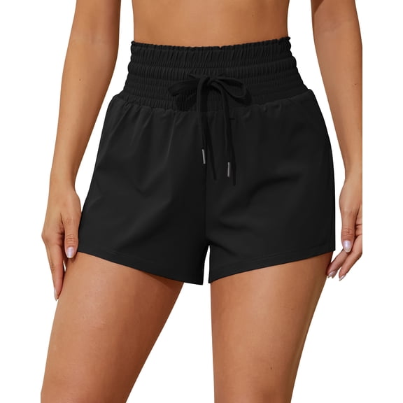 Sociala Women's Double Layer Swim Bottoms High Waisted Drawstring Bermuda Shorts Swimwear