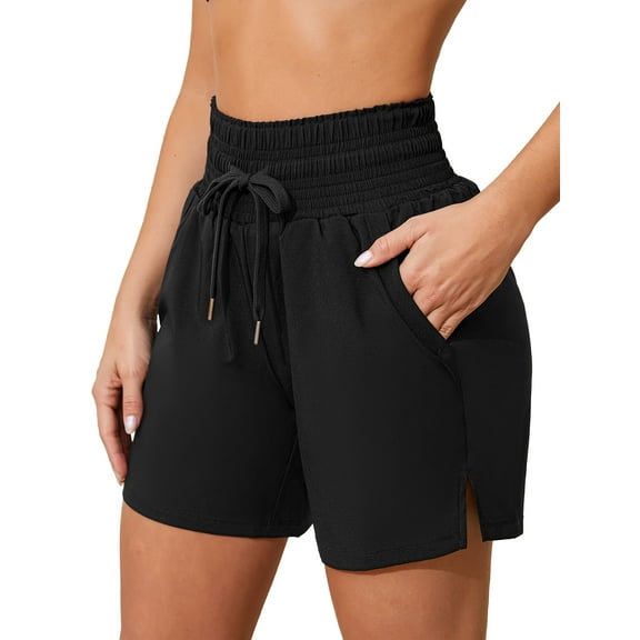 Sociala Women's Double Layer Swim Bottoms High Waisted Drawstring Bermuda Shorts Swimwear