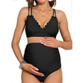 thumbnail image 1 of Sociala Women's Double Straps Maternity Bikini Set Two Piece Scalloped Bathing Suit Swimsuit, 1 of 7