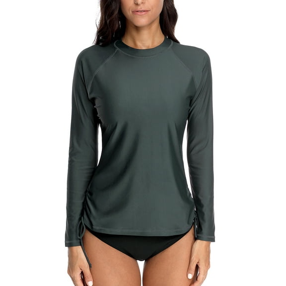Sociala Women's Drawingstring Quick Drying UPF50+ Rashguard Swimming Shirt Top