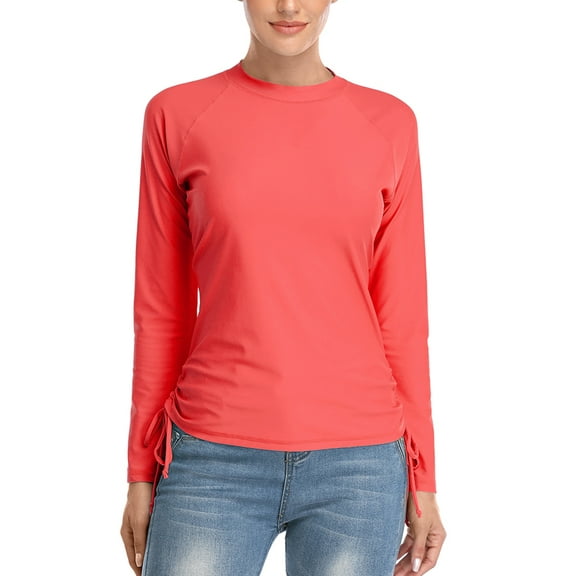 Sociala Women's Drawingstring Quick Drying UPF50+ Rashguard Swimming Shirt Top
