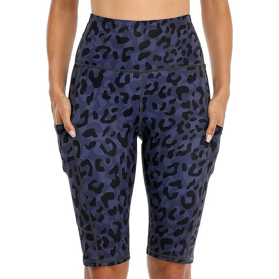 Sociala Women's Elastic Waistband Yoga Bike Board Shorts High Rise Sport Workout Shorts With Two Pockets