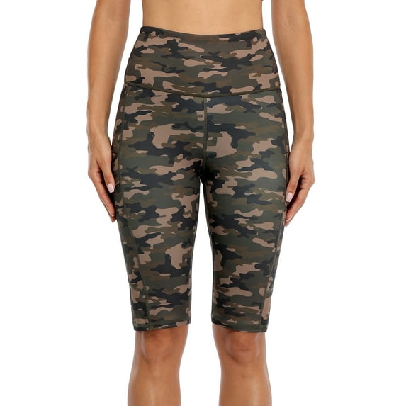 Sociala Women's Elastic Waistband Yoga Bike Board Shorts High Rise Sport Workout Shorts With Two Pockets