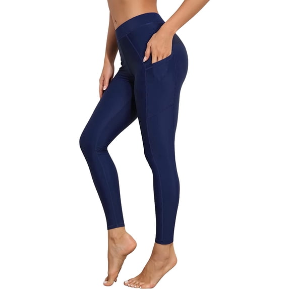 Sociala Women's Elastic Waisted Swim Legging with Pockets Long Swim Trunks UPF 50+