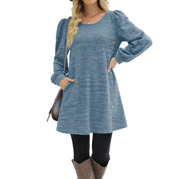 knee length dresses for ladies Cowl Neck Swing Dress - Fleece