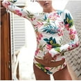 thumbnail image 1 of Sociala Women's Floral Printed Rash Guard Swimsuit, Two-Piece Set, Size L, 1 of 8