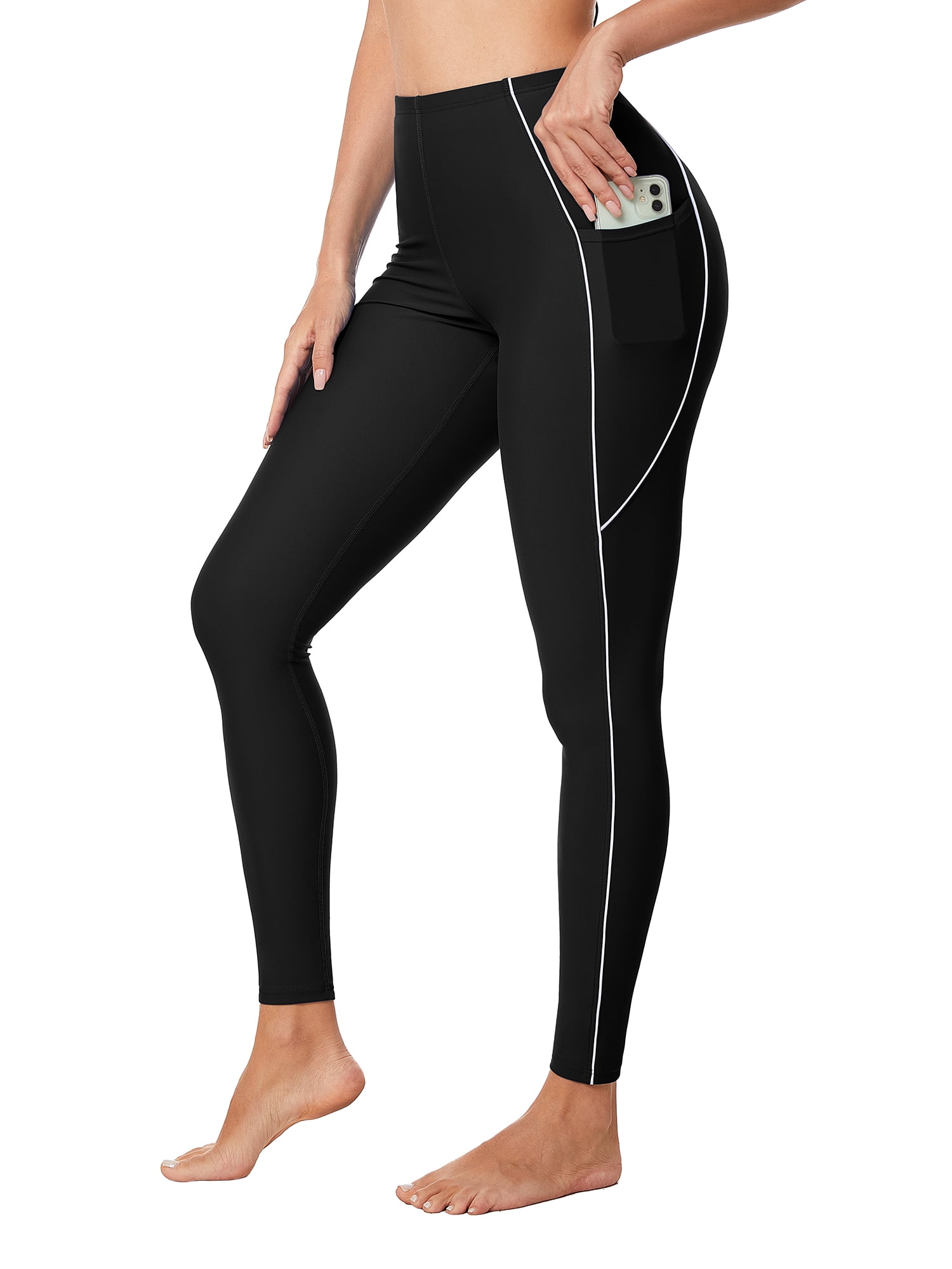 Sociala Women's Full Length Swim Pants with Pockets Tummy Control Swim