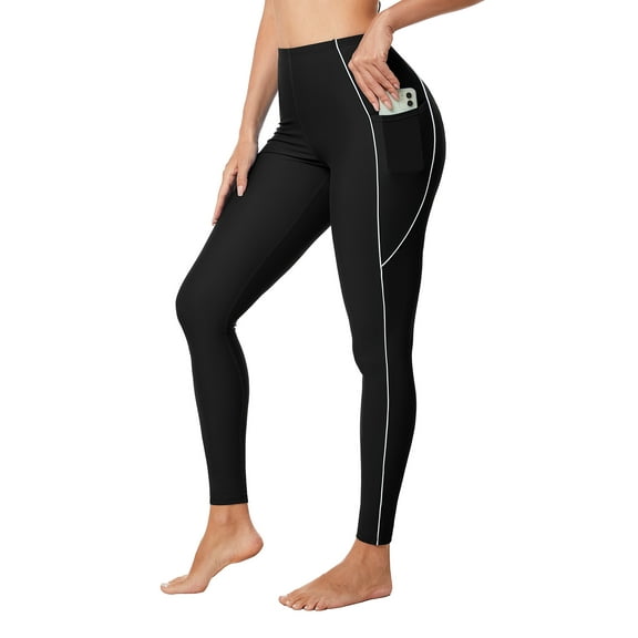 Sociala Women's Full Length Swim Pants with Pockets Tummy Control Swim Bottoms UPF 50 