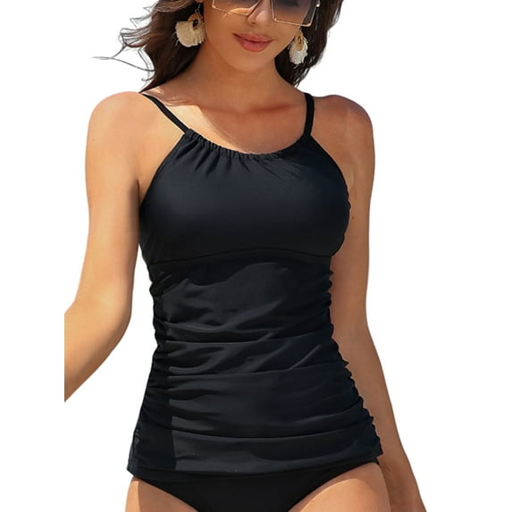 Sociala Women's Halter Tankini Top Polyester (Women's Size L)