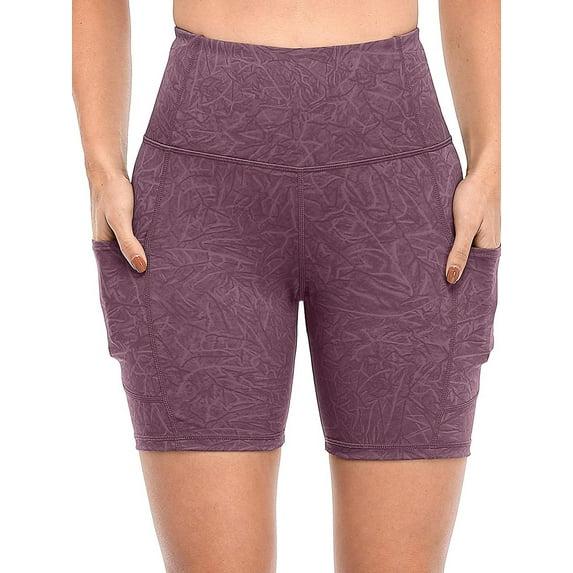 Sociala Women's High Waist Out Pocket Yoga Short Tummy Control Workout Running 4 Way Stretch Yoga Leggings