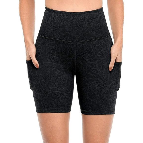 Sociala Women's High Waist Out Pocket Yoga Short Tummy Control Workout Running 4 Way Stretch Yoga Leggings