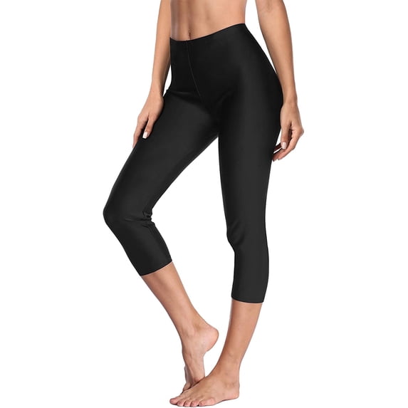 Sociala Women's High Waisted Swim Bottoms Capris Legging Sport Swimming Pants UPF 50+