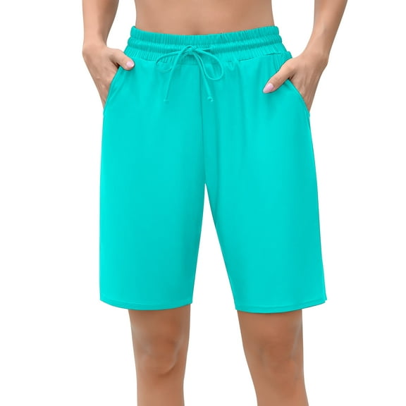 Sociala Swim Shorts for Womens Long Board Shorts with Pockets Quick Dry Bikini Bottoms Boyleg Swimmear Liner