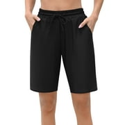 Sociala Swim Shorts for Womens Long Board Shorts with Pockets Quick Dry Bikini Bottoms Boyleg Swimmear Liner