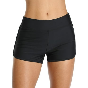 Sociala Women's High Waisted Tummy Control Swim Boyshorts Full Coverage Boardshort