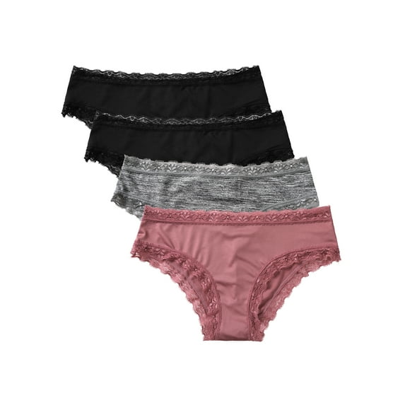 Sociala Women's Hipster Panties Lace Assorted Underwear, 4-Pack