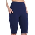 thumbnail image 1 of Sociala Knee Length High Waisted Bike Shorts for Womens Tummy Control Shorts With Side Pockets Workout Athletic Running Shorts, 1 of 4