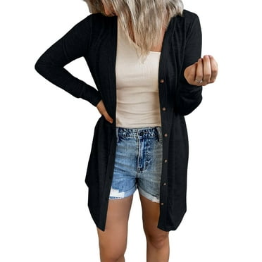 Sociala Women's Open Front Lightweight Cardigan Long Sleeve Button Down Loose Outwear