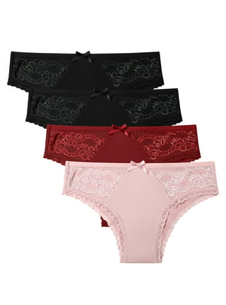 4 Pack Womens High Waist Cotton Briefs Sexy Lace Underwear C