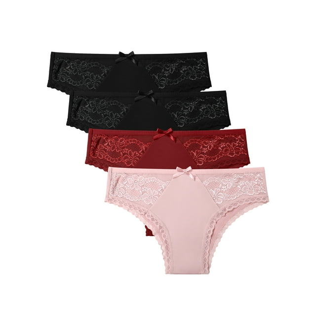 Sociala Women's Plus Size Hipster Panties Lace Assorted Underwear, 4