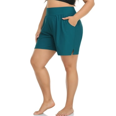 Sociala Women's Plus Size Swim Shorts High Waisted Bathing Suits Bottoms Tankini Trunks with Pockets