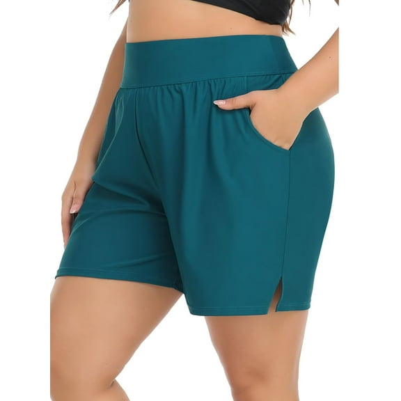 Sociala Women's Plus Size Swim Shorts High Waisted Bathing Suits Bottoms Tankini Trunks with Pockets