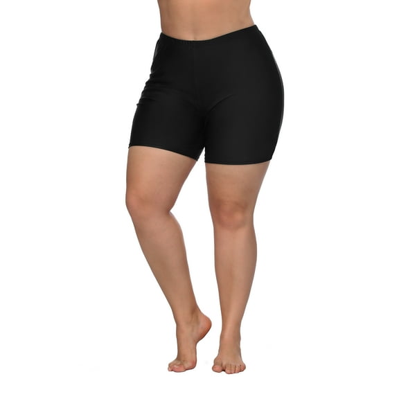 Sociala Women's Plus Size Swim Shorts High Waisted Stretch Board Shorts With Briefs Swimsuit Bottom
