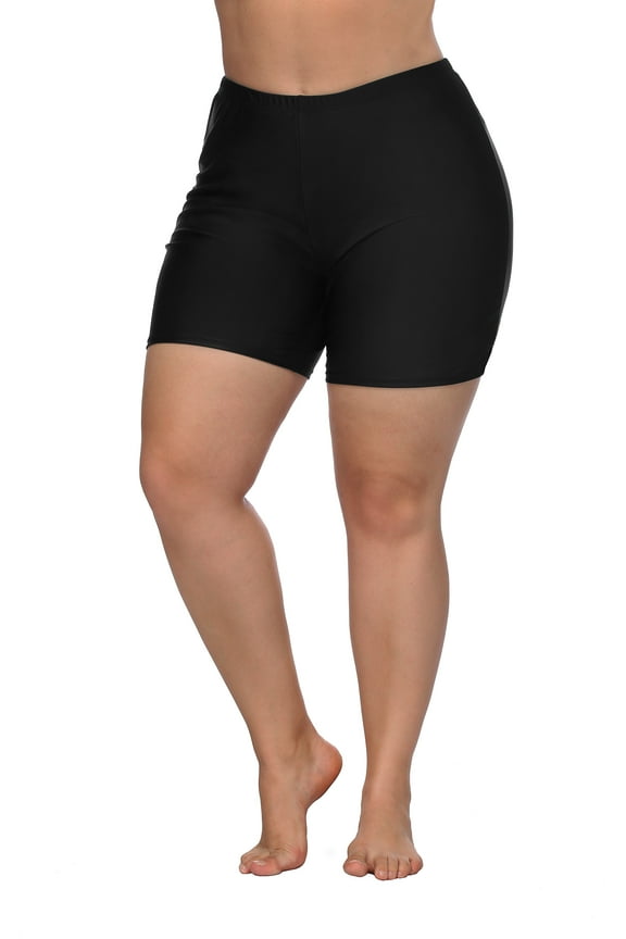 Women's Plus Size Swim Shorts High Waisted Stretch Board Shorts With Briefs Swimsuit Bottom