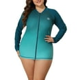 thumbnail image 1 of Sociala Women's Plus Zipper Rash Guard Long Sleeve Color Block Swim Shirt UPF 50+ Swimsuit Tops, 1 of 7