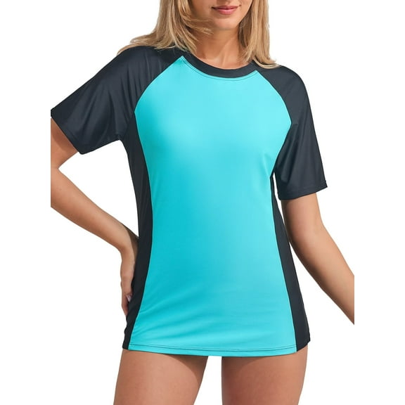 Sociala Women's Printed Active Rash Guard UPF 50  Sun Protection Swimsuit Bathing Suit Tops Workout Running Tops Shirts