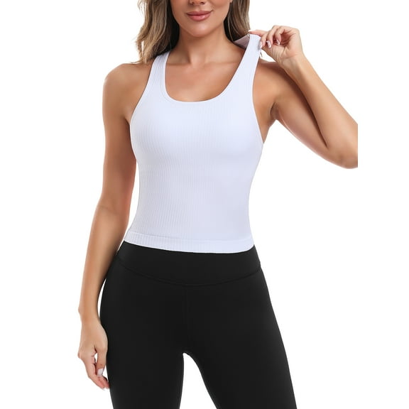 Sociala Women's Racerback Workout Tank Top Sports Yoga Tops Active Sleeveless Undershirts Built-in Bra
