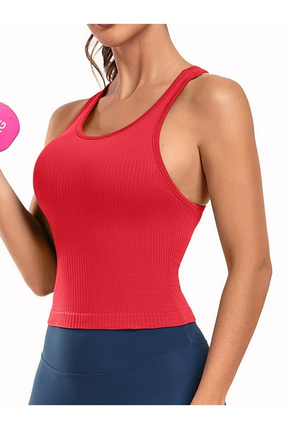 Women's Racerback Workout Tank Top Sports Yoga Tops Active Sleeveless Undershirts Built-in Bra