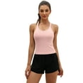thumbnail image 1 of Sociala Women's Round Neck Ribbed Tank Tops Racerback Stretch Camis With Shelf Bra, 1 of 5