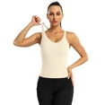 thumbnail image 1 of Sociala Women's Round Neck Ribbed Tank Tops Racerback Stretch Camis With Shelf Bra, 1 of 5