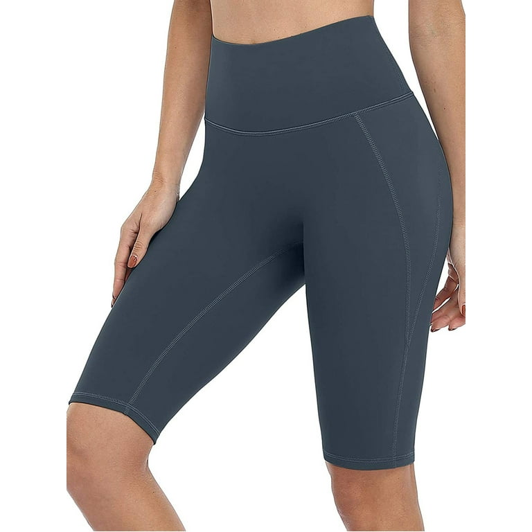 Sociala Women s Seamless High Waisted Bike Shorts Knee Length Legging Workout Athletic Running Capri Pants Walmart