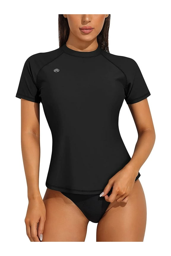 Women's Short Sleeve Rash Guard Sun Protection Basic Modest Swimwear