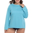 thumbnail image 1 of Sociala Women's Solid Long Sleeve Plus Rashguard UPF 50+ Surfing Swim Shirt Top, 1 of 6