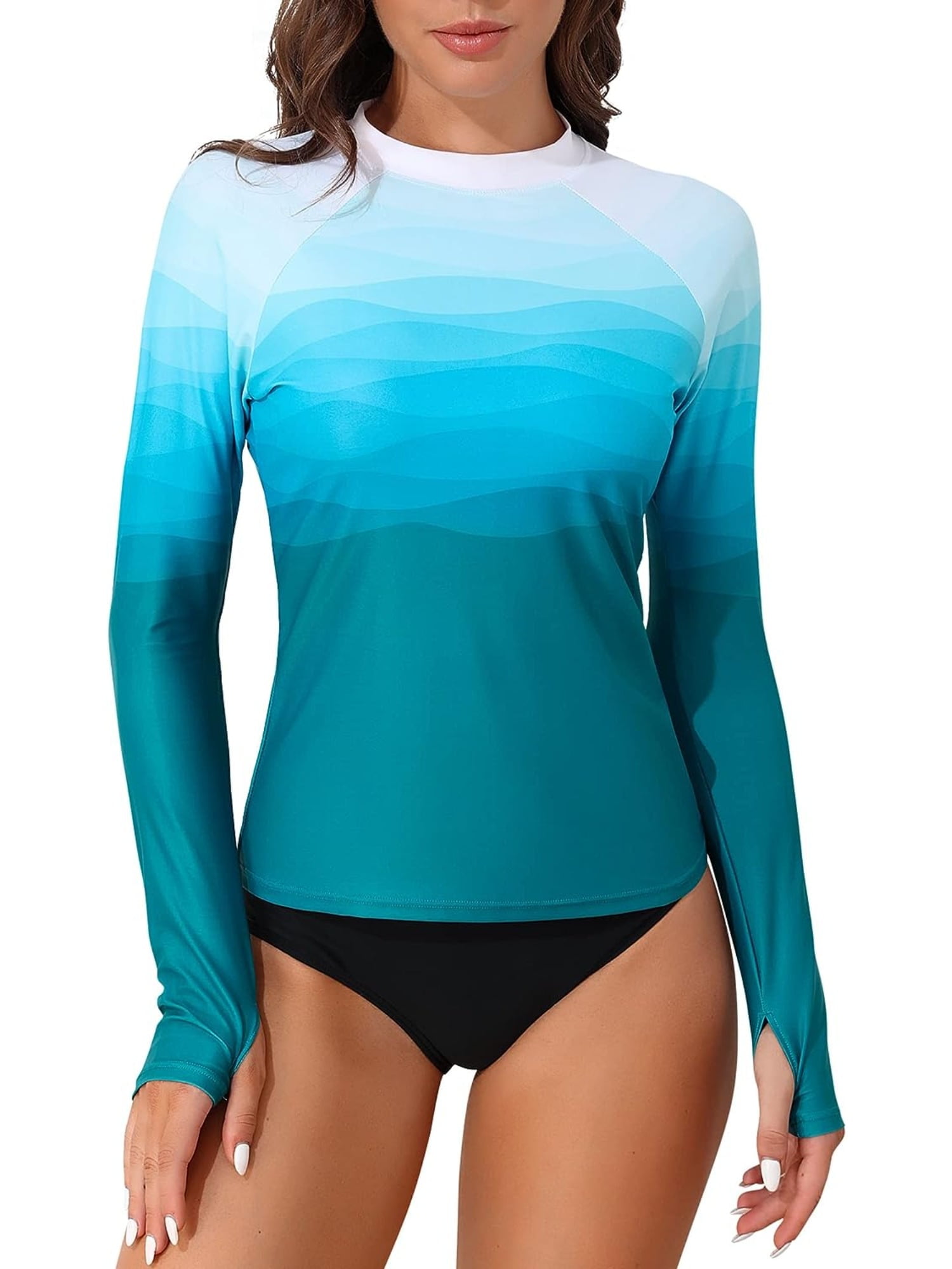 Sociala Women's Sun Protection Long Sleeve Swim Shirt Gradient