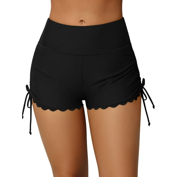 Sociala Women's Wide Waistband Swim Shorts Side Drawstring Tankini Bikini Sporty Board Shorts