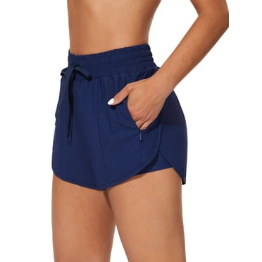 Sociala Womens 2 in 1 Swim Shorts Quick Dry Board Shorts with Boxer Liner Pockets Swimsuit Bottoms