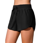 Sociala Womens 2 in 1 Drawstring Swim Shorts Quick Dry Board Shorts with Boxer Liner Pockets Sport Swim Bottoms