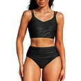 thumbnail image 1 of Sociala Womens Double Straps Bikini Sets Sporty High Waisted Two Piece Swimsuit, 1 of 6
