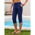 thumbnail image 1 of Sociala Womens Elastic Waisted Capris Swimwear Bottoms Long Swim Shorts with Pockets, 1 of 4