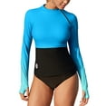 thumbnail image 1 of Sociala Womens Gradient Rash Guard UPF 50+ Swim Shirts Surfing Top with Thumb Hole, 1 of 6