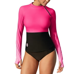 Sociala Womens Gradient Rash Guard UPF 50+ Swim Shirts Surfing Top with Thumb Hole