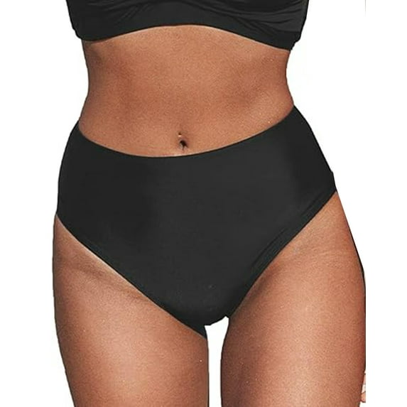 Sociala Womens High Cut Bikini Bottoms High Waisted Solid Swim Shorts